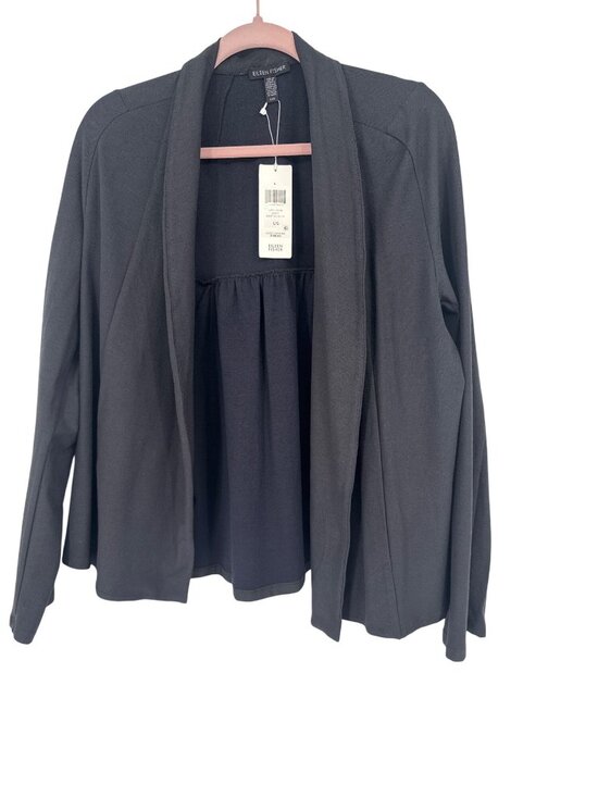 Eileen Fisher Jackets & Blazers - Eileen Fisher Womens gray Short Jacket Open Front crepe knit size large New $188